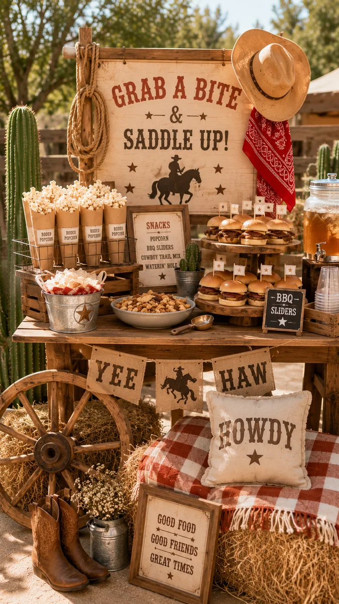 Modern Cowboy Birthday Party Decor and Rodeo Food Ideas